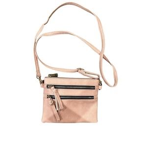 Dusty Pink Pebbled Faux Leather Crossbody Mini Purse with Adjustable Str…